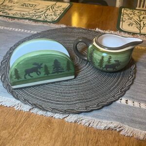 Rustic Lodge‎ by Libbey napkin holder and creamer pitcher